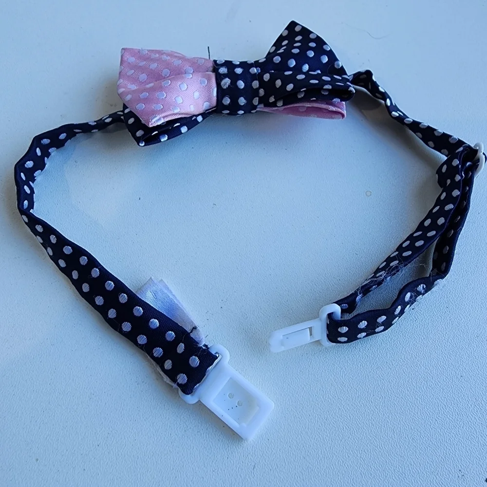Koala Boys Navy Blue Pink Polka Dot Bow Tie Toddler Kids